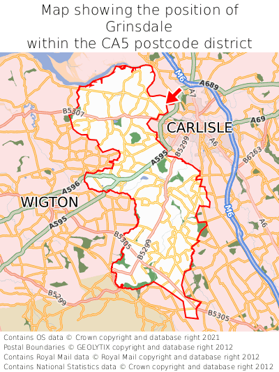 Map showing location of Grinsdale within CA5
