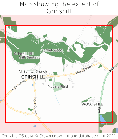 Map showing extent of Grinshill as bounding box