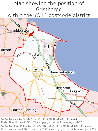 Map showing location of Gristhorpe within YO14