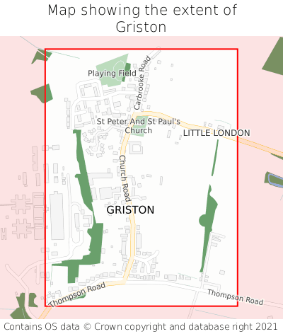 Map showing extent of Griston as bounding box