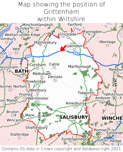Map showing location of Grittenham within Wiltshire
