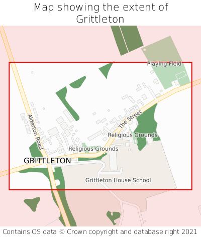 Map showing extent of Grittleton as bounding box