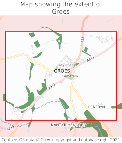 Map showing extent of Groes as bounding box