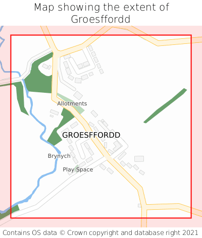 Map showing extent of Groesffordd as bounding box