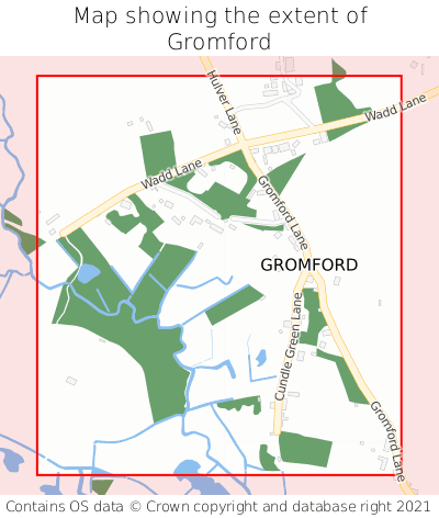 Map showing extent of Gromford as bounding box