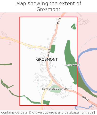 Map showing extent of Grosmont as bounding box