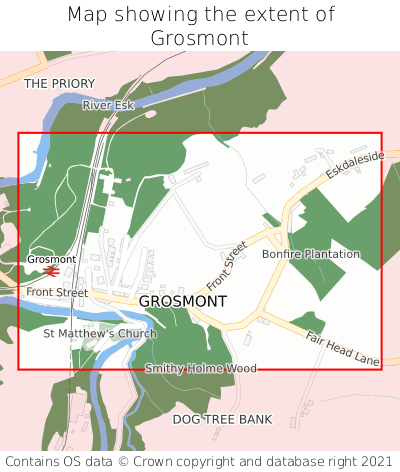 Map showing extent of Grosmont as bounding box