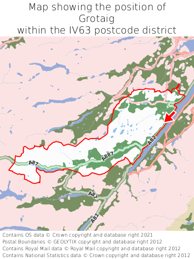 Map showing location of Grotaig within IV63