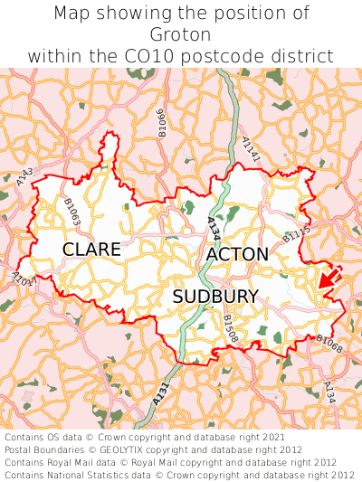 Map showing location of Groton within CO10