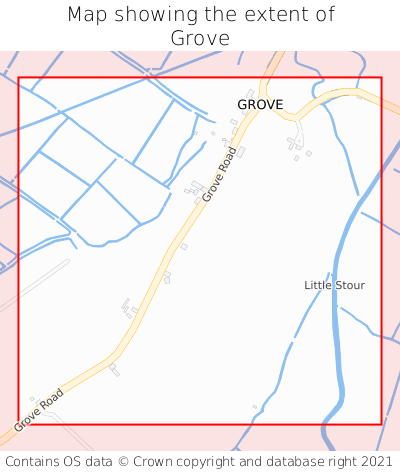 Map showing extent of Grove as bounding box