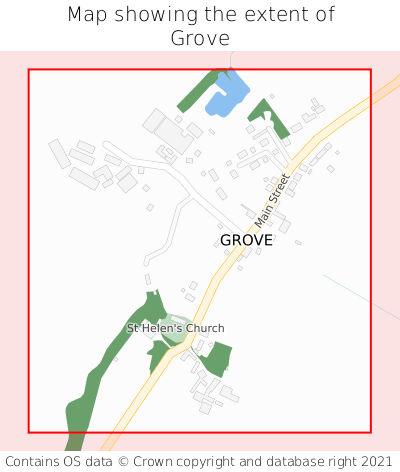 Map showing extent of Grove as bounding box