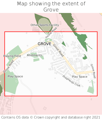 Map showing extent of Grove as bounding box