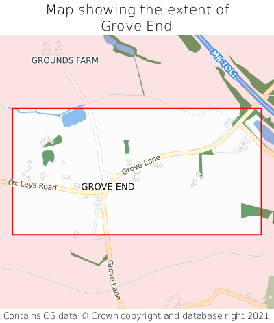 Map showing extent of Grove End as bounding box