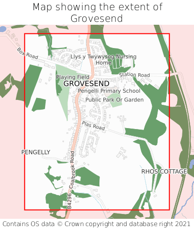 Map showing extent of Grovesend as bounding box