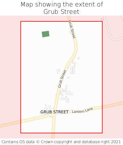 Map showing extent of Grub Street as bounding box