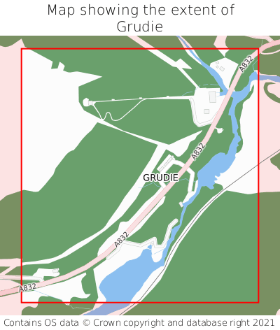 Map showing extent of Grudie as bounding box