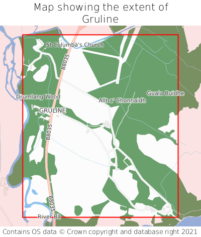 Map showing extent of Gruline as bounding box