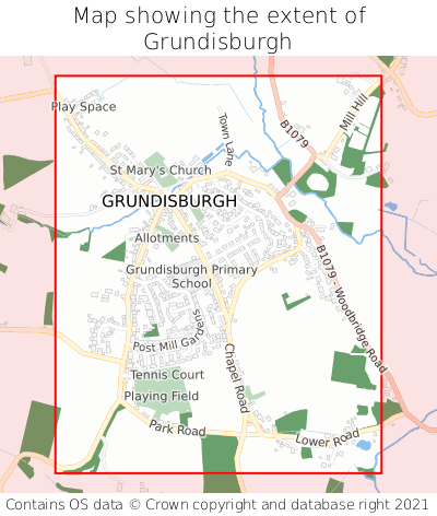 Map showing extent of Grundisburgh as bounding box
