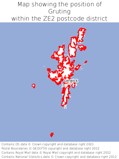 Map showing location of Gruting within ZE2