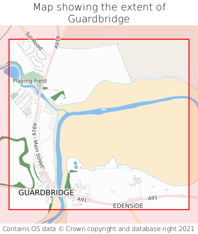Map showing extent of Guardbridge as bounding box
