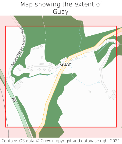 Map showing extent of Guay as bounding box