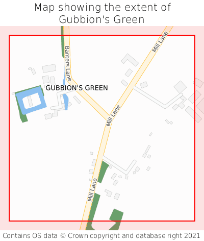 Map showing extent of Gubbion's Green as bounding box