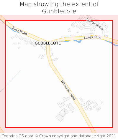 Map showing extent of Gubblecote as bounding box