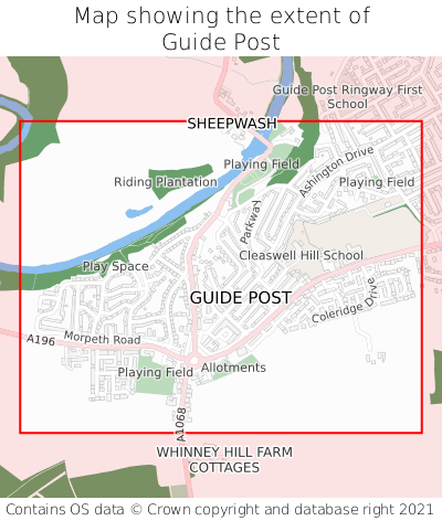 Map showing extent of Guide Post as bounding box