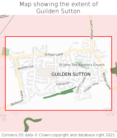 Map showing extent of Guilden Sutton as bounding box