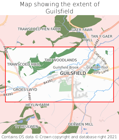 Map showing extent of Guilsfield as bounding box