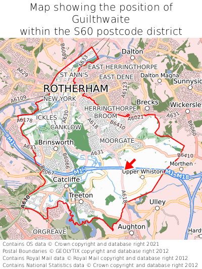 Map showing location of Guilthwaite within S60