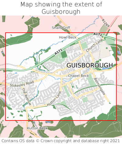 Map showing extent of Guisborough as bounding box