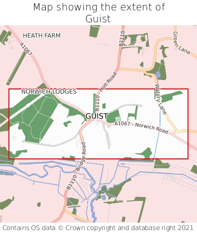 Map showing extent of Guist as bounding box
