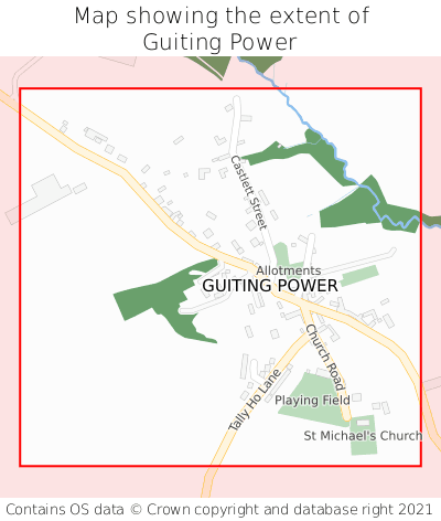 Map showing extent of Guiting Power as bounding box