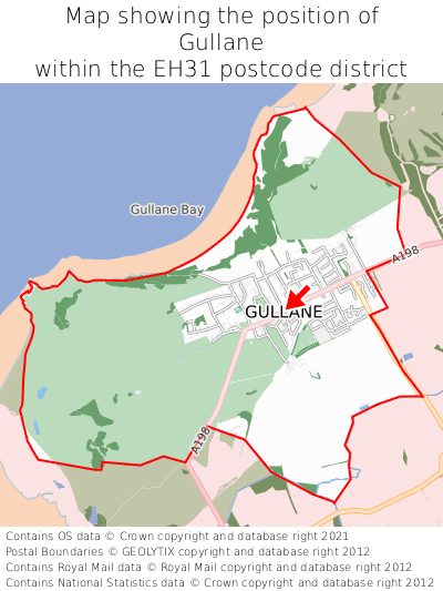 Map showing location of Gullane within EH31