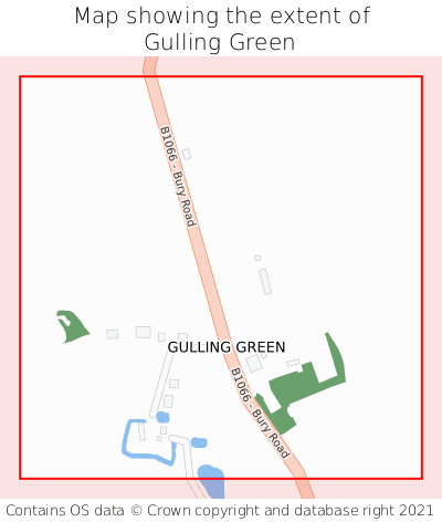 Map showing extent of Gulling Green as bounding box