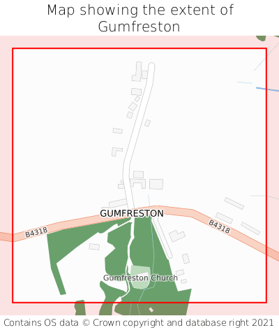 Map showing extent of Gumfreston as bounding box