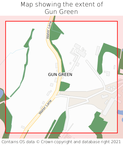 Map showing extent of Gun Green as bounding box