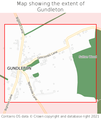 Map showing extent of Gundleton as bounding box