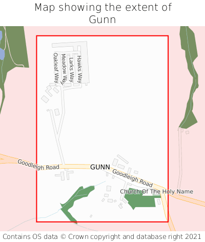 Map showing extent of Gunn as bounding box