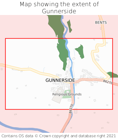 Map showing extent of Gunnerside as bounding box