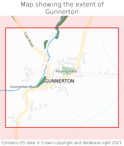 Map showing extent of Gunnerton as bounding box