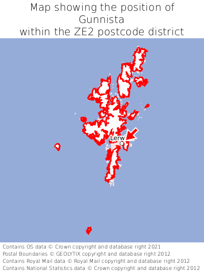 Map showing location of Gunnista within ZE2