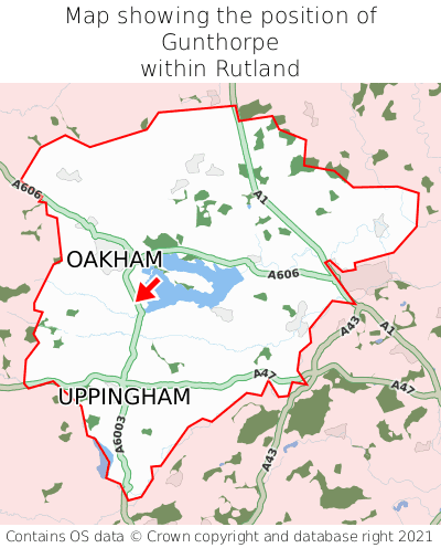 Map showing location of Gunthorpe within Rutland