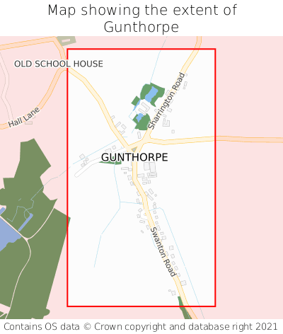 Map showing extent of Gunthorpe as bounding box