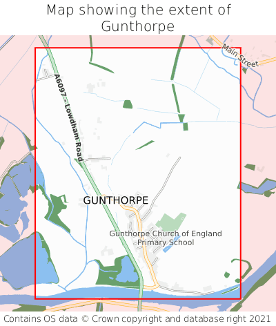 Map showing extent of Gunthorpe as bounding box