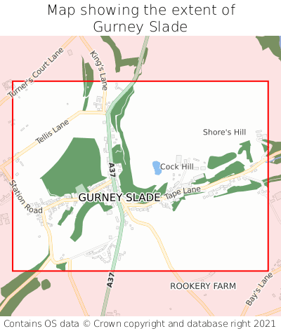 Map showing extent of Gurney Slade as bounding box