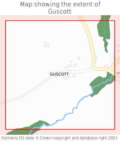 Map showing extent of Guscott as bounding box