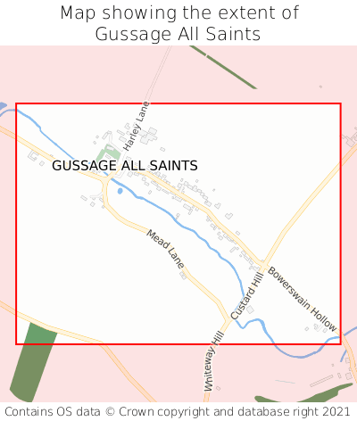 Map showing extent of Gussage All Saints as bounding box