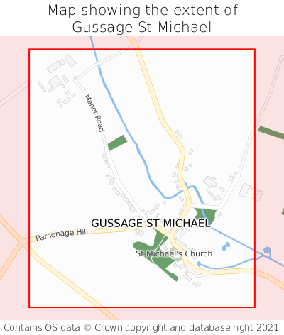 Map showing extent of Gussage St Michael as bounding box